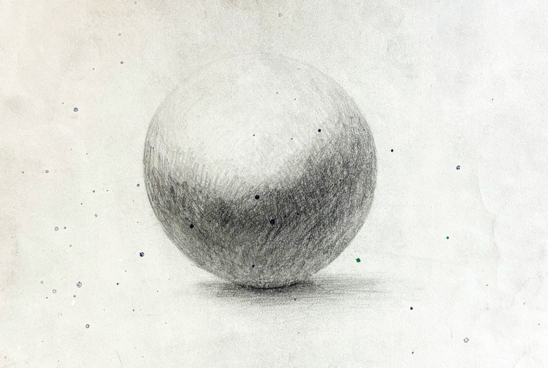 鉛筆で描かれた上手い球体デッサン