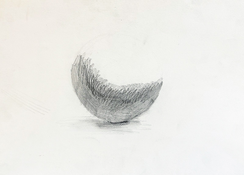 球体デッサン描き出し