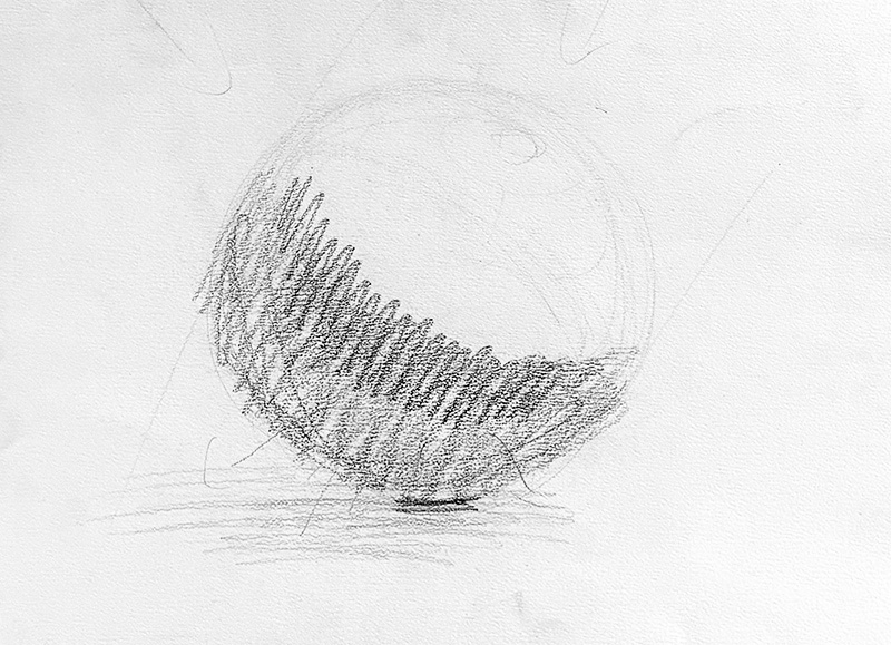 球体デッサン描き出し